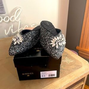 Birdies Jeweled Gun metal sparkle slide